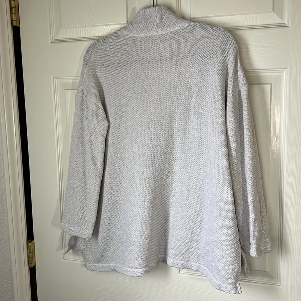 Eileen Fisher 100%‎ Organic Cotton Knit Open Cardigan Light Gray, Sz XS TP